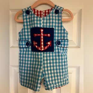 6m reversible baby boys bubble romper with whale and anchor